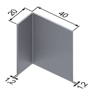 L-профиль алюминиевый 20x40x1.2 мм для НВФ